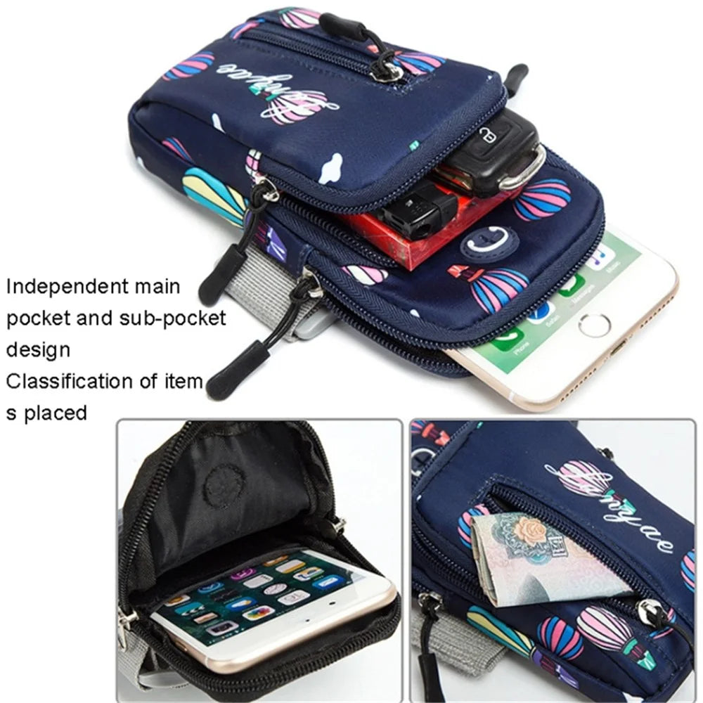 For Cell Phone Below 5.5-inch Hot Air Balloon Pattern Armband Pouch Running Phone Bag, Size S: 16*8cm - Rose - 6