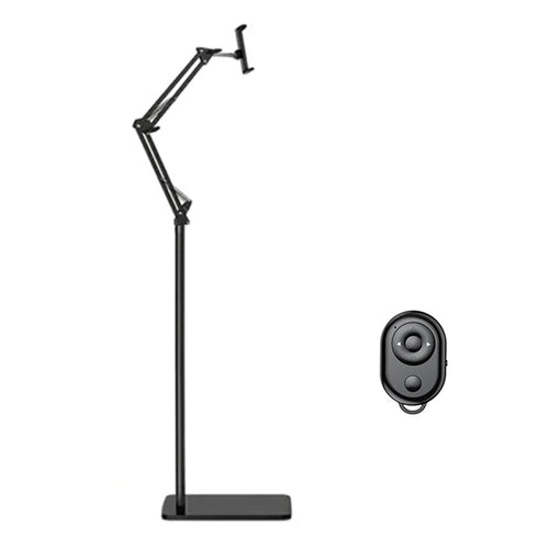 Phone Floor Stand 155cm Adjustable Metal+ABS Phone Holder Mount with Bluetooth-compatible Remote for 5.5-9cm Width Devices - Upgrade Version - 1
