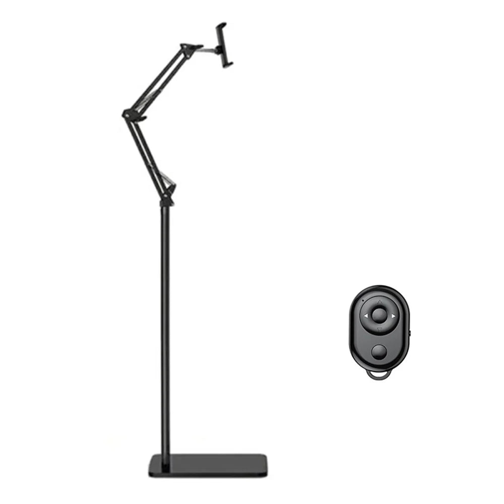 Phone Floor Stand 155cm Adjustable Metal+ABS Phone Holder Mount with Bluetooth-compatible Remote for 5.5-9cm Width Devices - Upgrade Version - 1