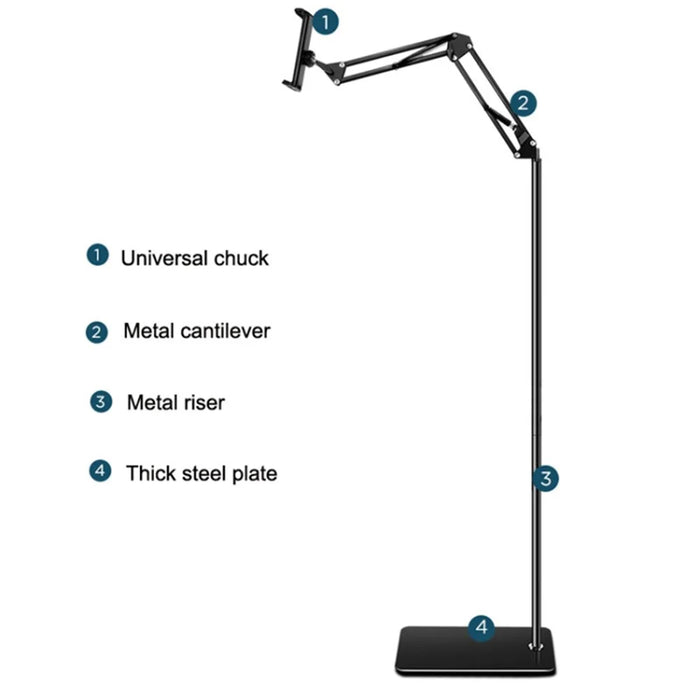 Phone Floor Stand 155cm Adjustable Metal+ABS Phone Holder Mount with Bluetooth-compatible Remote for 5.5-9cm Width Devices - Upgrade Version - 7