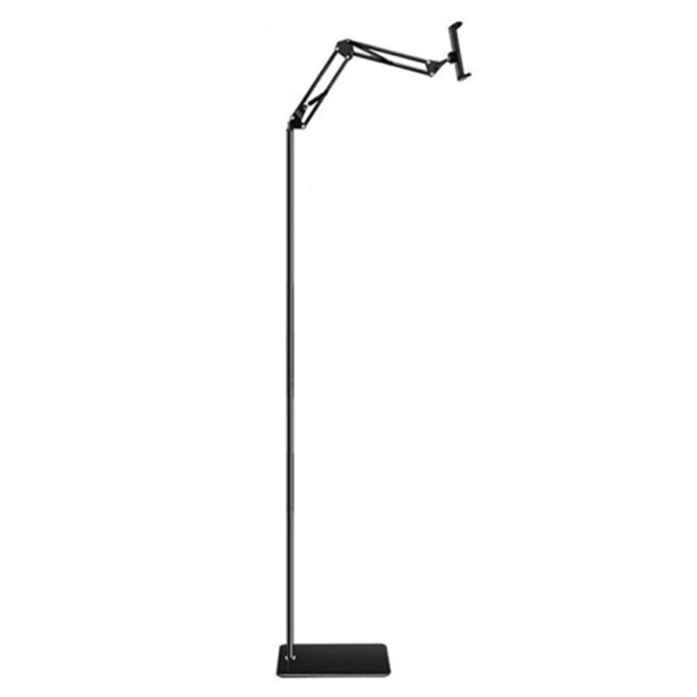 Cell Phone Floor Stand 175cm Adjustable Arm Stretchable Metal+ABS Phone Mount Holder for 5.5-9cm Width Devices - 1
