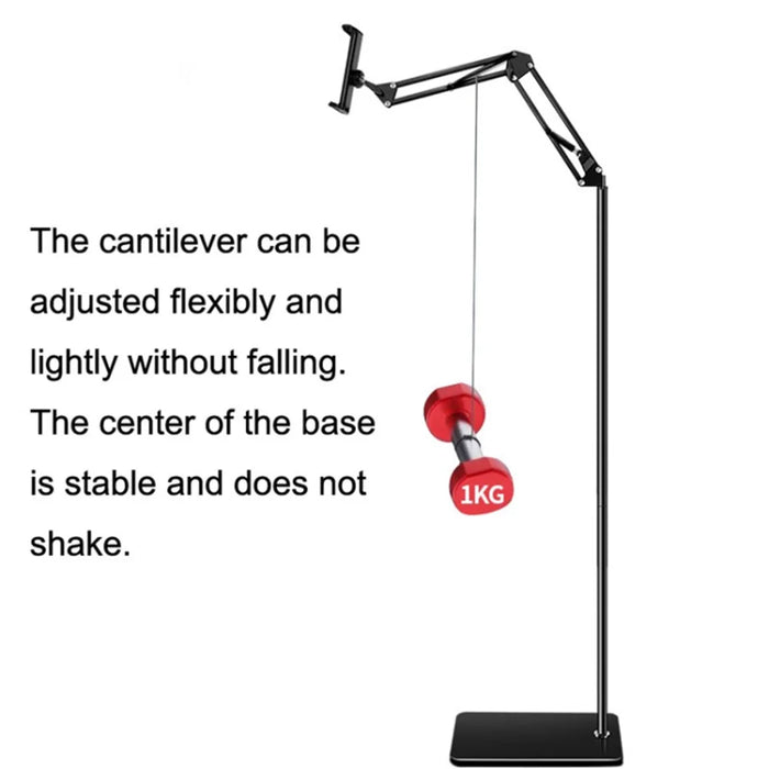 Telescopic Phone Tablet Floor Stand 175cm Retractable Metal+ABS Smartphone Holder Mount for 12-20cm Width Devices - 6