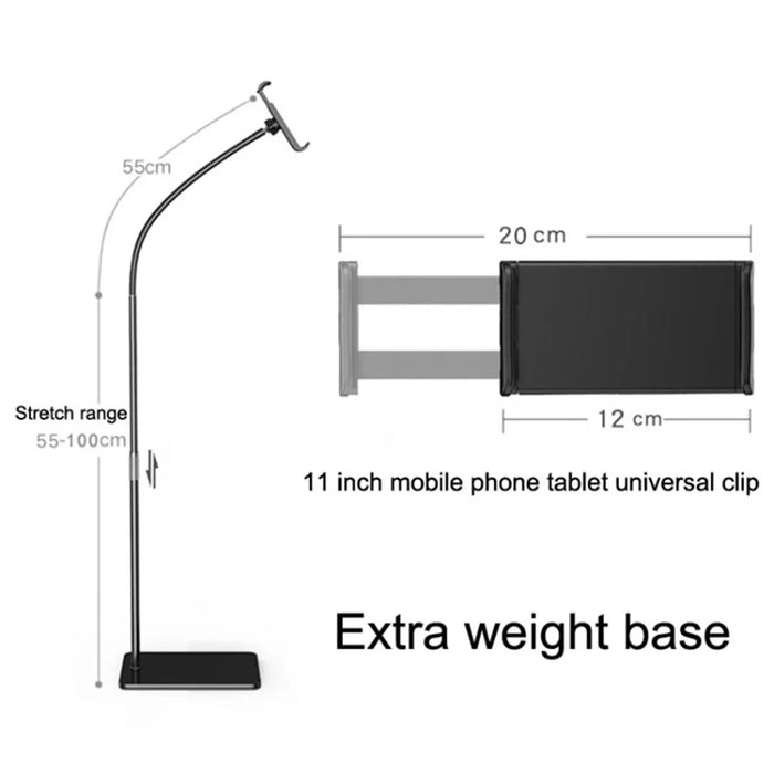 155cm Multifunctional Tablet Floor Stand for Under 11" Devices Metal + ABS Three-Section Adjustable Cell Phone Holder - 4