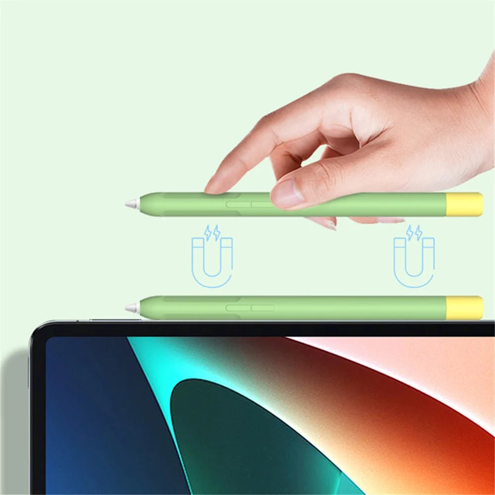 Protective Sleeve for Xiaomi Smart Pen (Gen 2) , Liquid Silicone Stylus Pen Cover with Dual Pen Caps - Matcha Green - 4