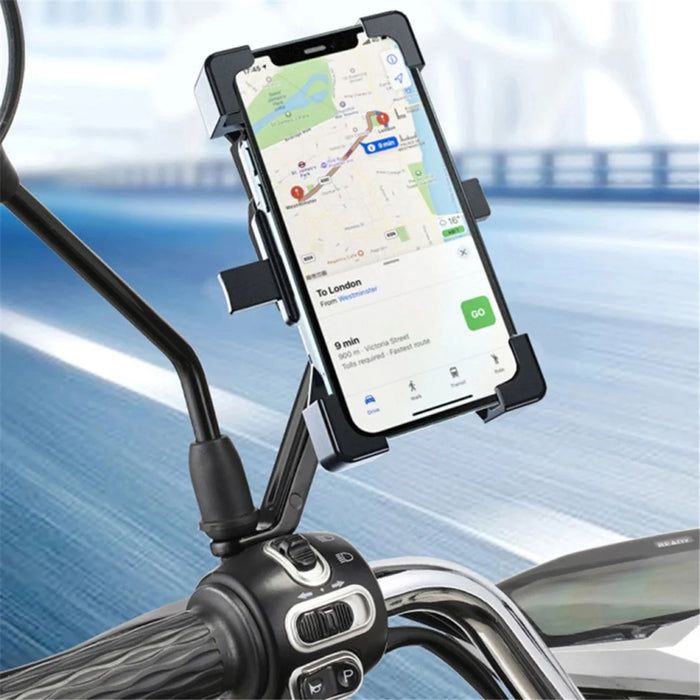 Motorcycle Rearview Mirror 4.5-6.3 inch Phone Holder Motorbike Cycing Cellphone Stand Bracket - 2