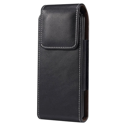 Vertical Flip PU Leather Cell Phone Waist Bag Belt Loop Pouch for Folding Phones, Size L: 170*78*25mm - Black - 1
