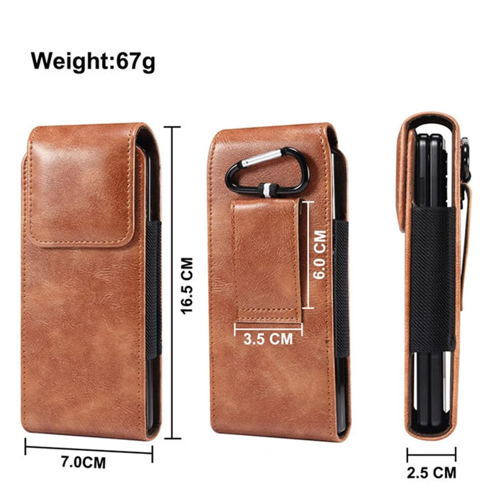 Belt Loop Pouch for Folding Phones Vertical Flip PU Leather Cell Phone Waist Bag, Size S: 165*70*25mm - Brown - 7