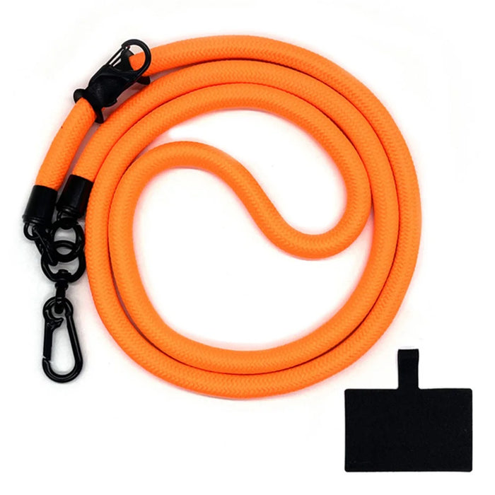10mm Crossbody Phone Lanyard Polyester Anti-Lost Neck Hanging Strap with Tether Tab - Fluorescent Orange - 1