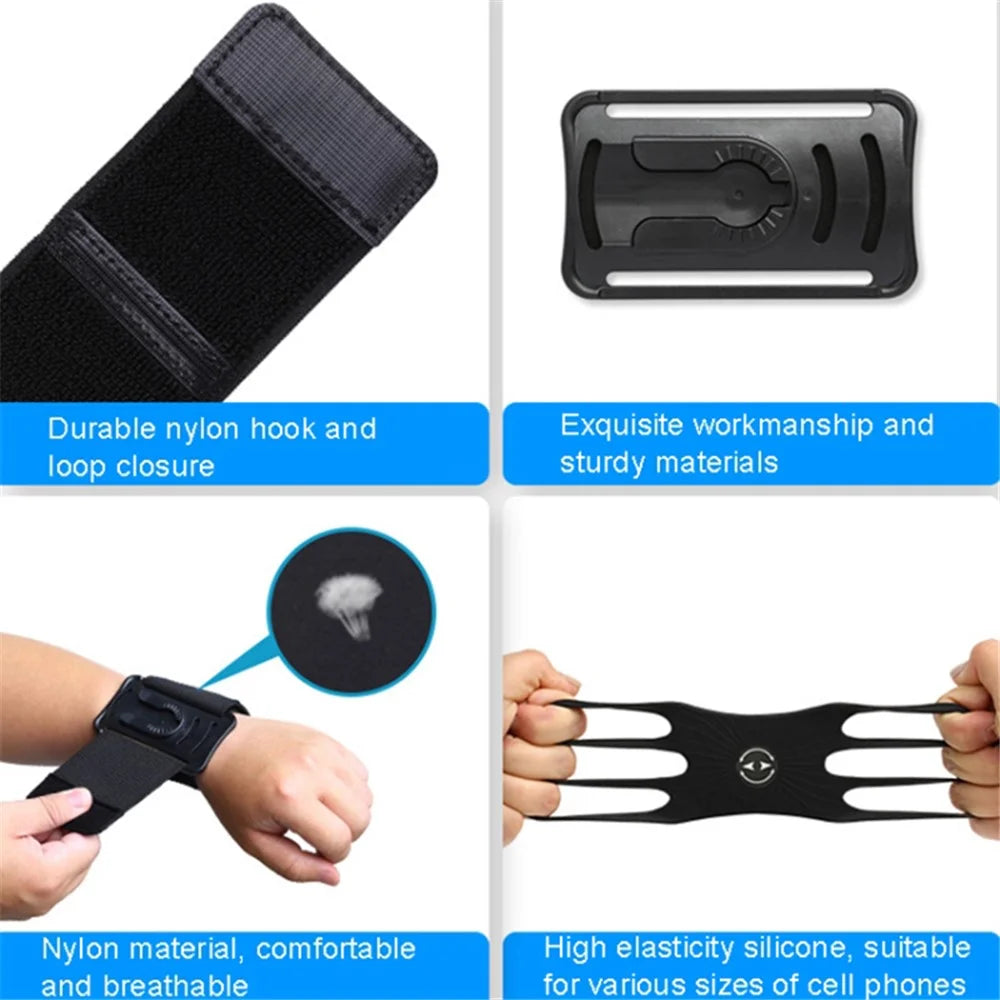 Detachable 360° Rotatable Forearm Armband Wristband Phone Holder for 4.5-7.0 inch Mobile Phone - Black - 4