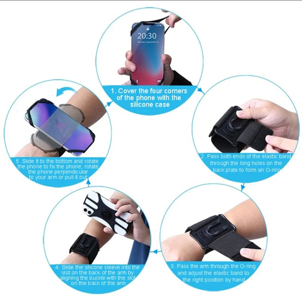 Detachable 360° Rotatable Forearm Armband Wristband Phone Holder for 4.5-7.0 inch Mobile Phone - Black - 5