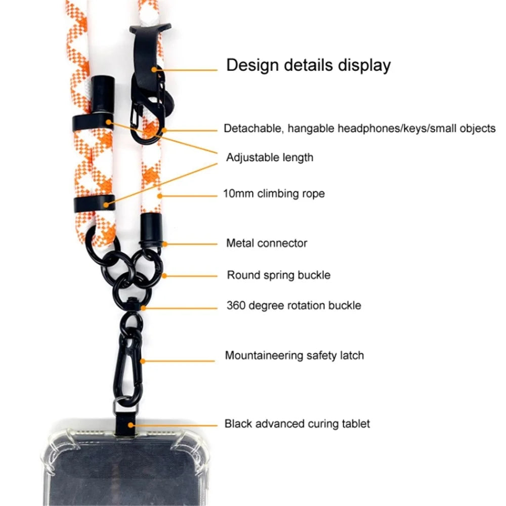 10mm Thick Rope Adjustable Polyester Neck / Shoulder Lanyard Phone Carrying Strap - Style 7 - 2
