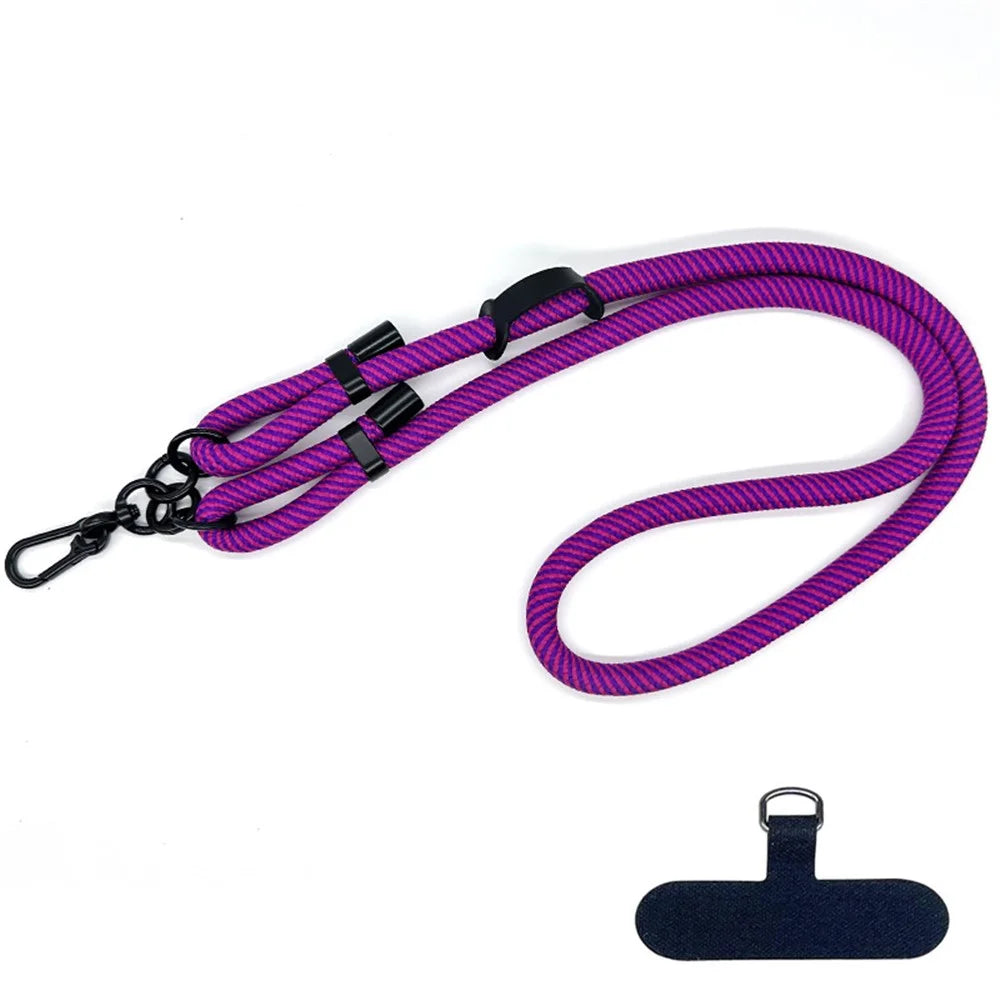 10mm Round Rope Adjustable Polyester Neck / Shoulder Lanyard Anti-fall Phone Carrying Strap - Style 50 - 1