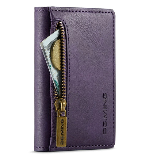 DG.MING M5 Series RFID Blocking Wallet with Zippered Pouch Multi-Layer Card Holder Coin Purse Bag - Purple - 1