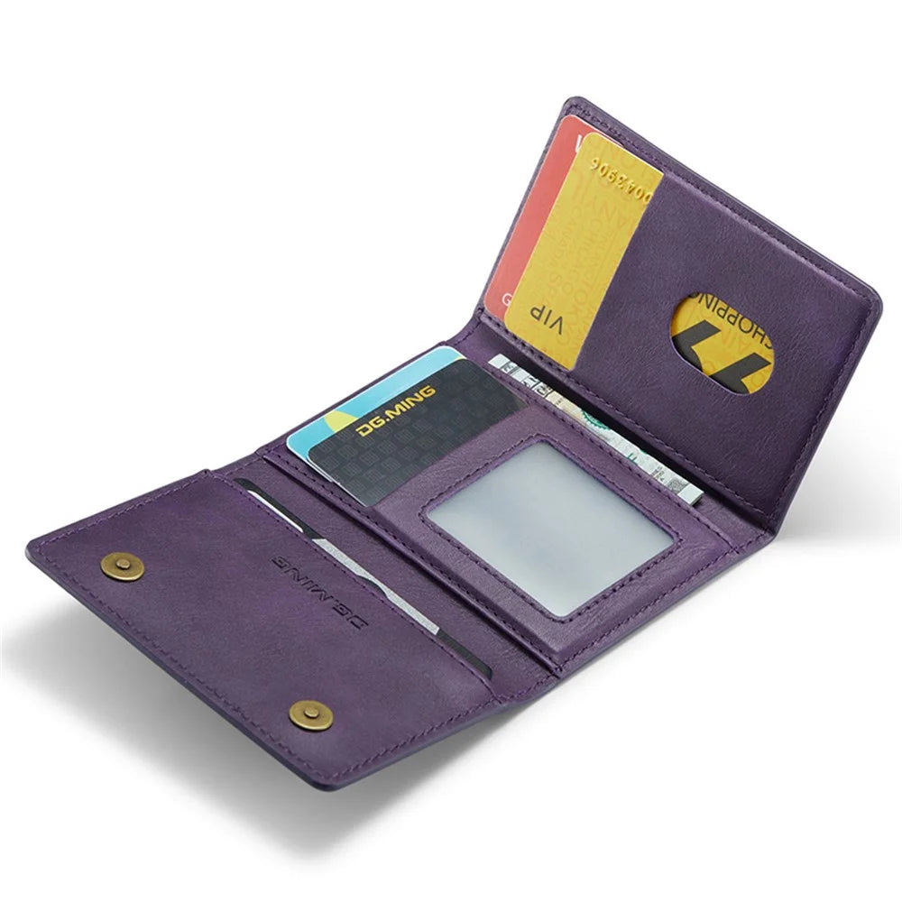 DG.MING M5 Series RFID Blocking Wallet with Zippered Pouch Multi-Layer Card Holder Coin Purse Bag - Purple - 3