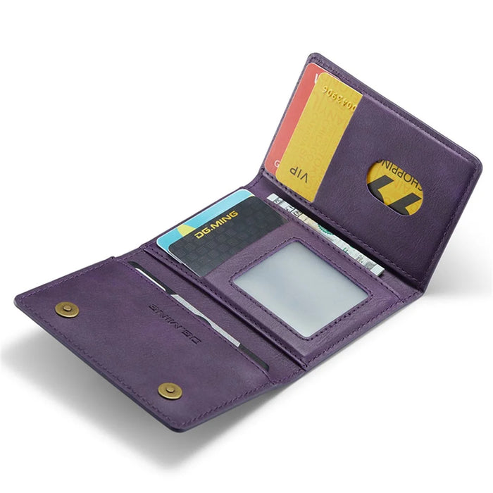 DG.MING M5 Series RFID Blocking Wallet with Zippered Pouch Multi-Layer Card Holder Coin Purse Bag - Purple - 3
