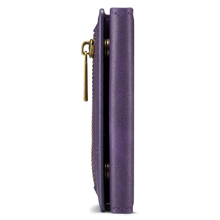 DG.MING M5 Series RFID Blocking Wallet with Zippered Pouch Multi-Layer Card Holder Coin Purse Bag - Purple - 5