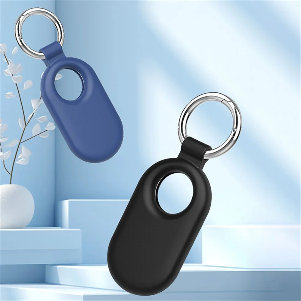 For Samsung Galaxy SmartTag 2 Holder Case Scratch Resistant Silicone Protective Cover with Carabiner - Dark Blue - 2