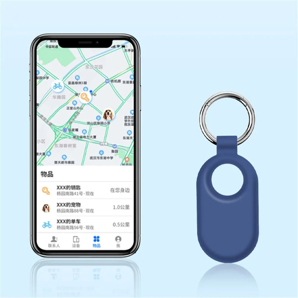 For Samsung Galaxy SmartTag 2 Holder Case Scratch Resistant Silicone Protective Cover with Carabiner - Dark Blue - 3