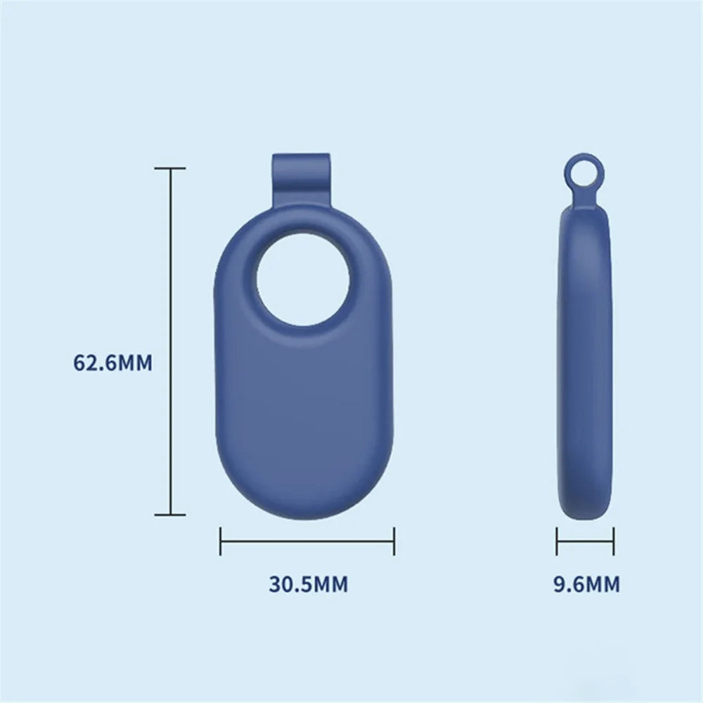 For Samsung Galaxy SmartTag 2 Holder Case Scratch Resistant Silicone Protective Cover with Carabiner - Dark Blue - 6