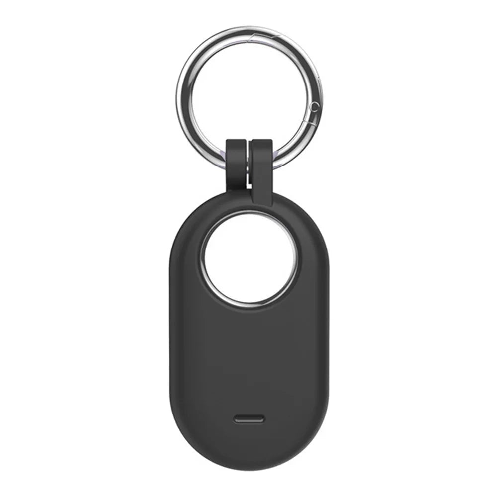 For Samsung Galaxy SmartTag 2 Anti-lost Case Tracking Device Locator Silicone Cover with Carabiner - Black - 2