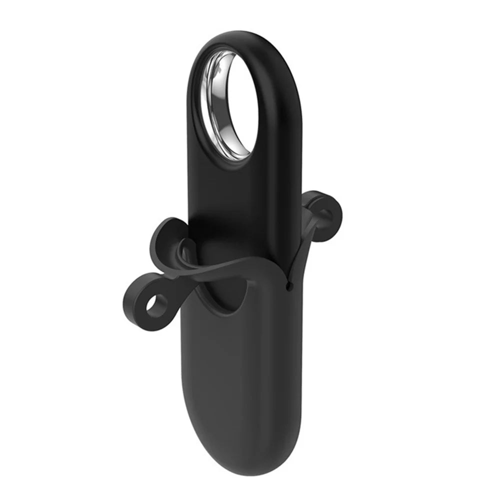 For Samsung Galaxy SmartTag 2 Anti-lost Case Tracking Device Locator Silicone Cover with Carabiner - Black - 3