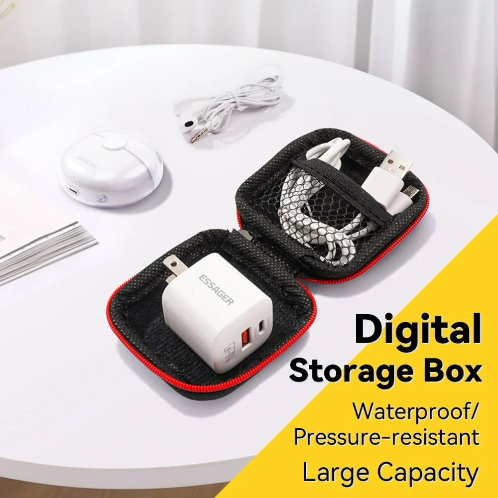 ESSAGER Shockproof EVA Data Cable Electronics Organizer Pouch Handbag Storage Hand Bag - 4