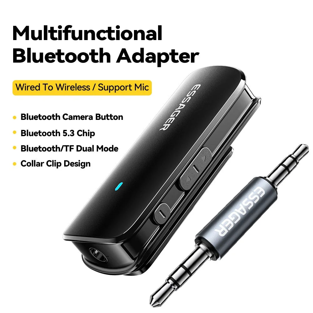 ESSAGER ES-BT09 Multifunctional Bluetooth-compatible Adapter Portable wired To Wireless BT5.3 Lavalier Converter Support Mic - 2