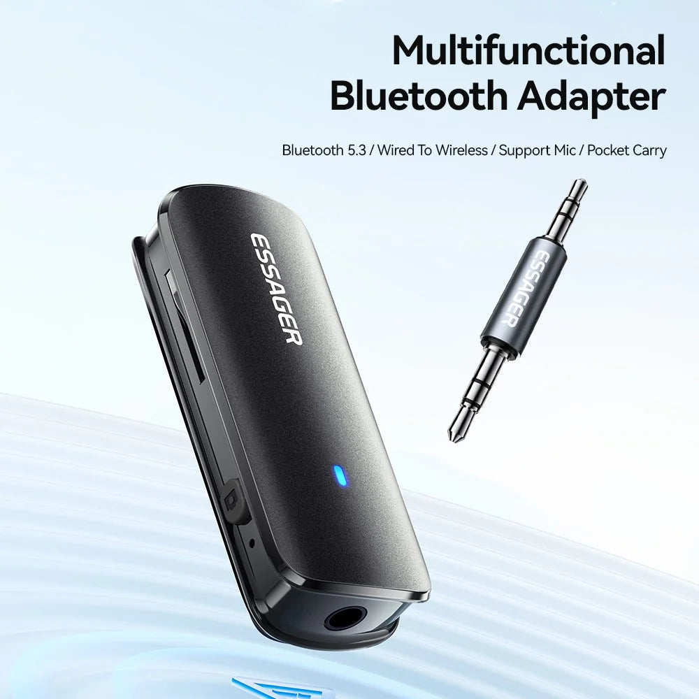 ESSAGER ES-BT09 Multifunctional Bluetooth-compatible Adapter Portable wired To Wireless BT5.3 Lavalier Converter Support Mic - 3