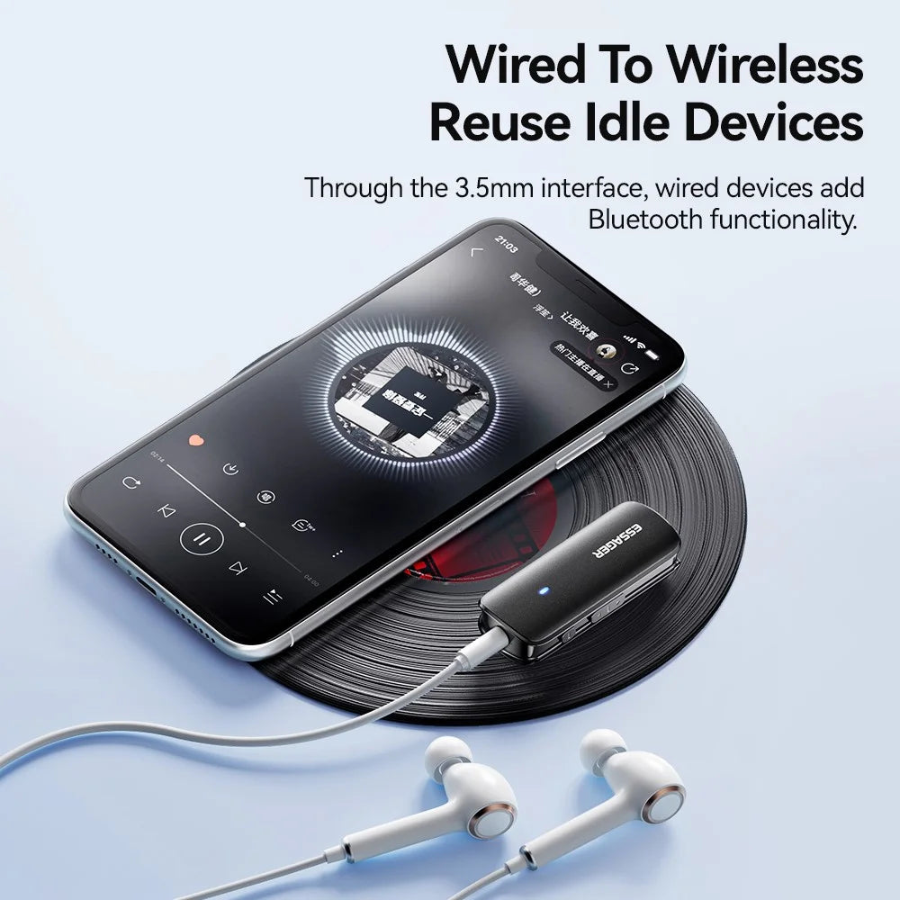 ESSAGER ES-BT09 Multifunctional Bluetooth-compatible Adapter Portable wired To Wireless BT5.3 Lavalier Converter Support Mic - 4