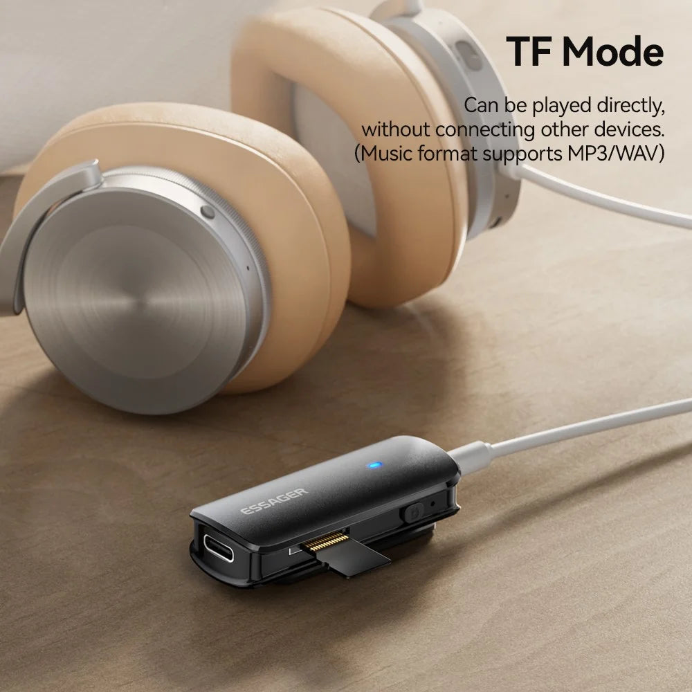 ESSAGER ES-BT09 Multifunctional Bluetooth-compatible Adapter Portable wired To Wireless BT5.3 Lavalier Converter Support Mic - 6