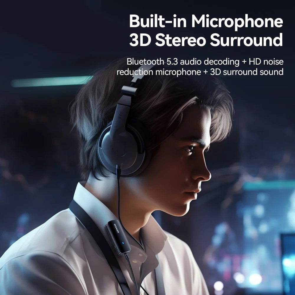 ESSAGER ES-BT09 Multifunctional Bluetooth-compatible Adapter Portable wired To Wireless BT5.3 Lavalier Converter Support Mic - 7