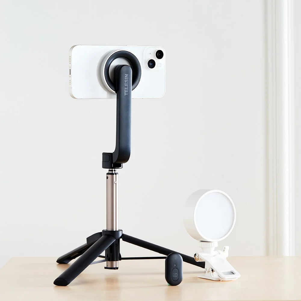 TELESIN Magnetic Phone Selfie Stick Tripod + K-36 Fill Light Mobile Phone Vlogging Audio Set - 3