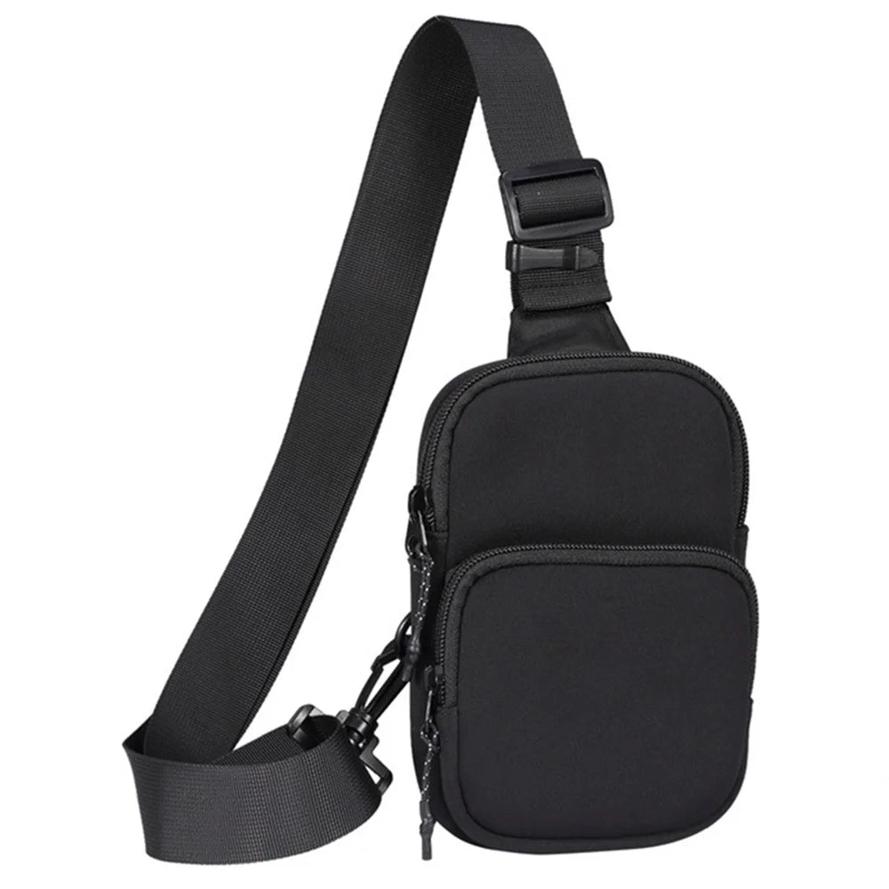 Universal Nylon Chest Bag Portable Crossbody Bag for 5.5-7.2 inch Cell Phone - Black - 1