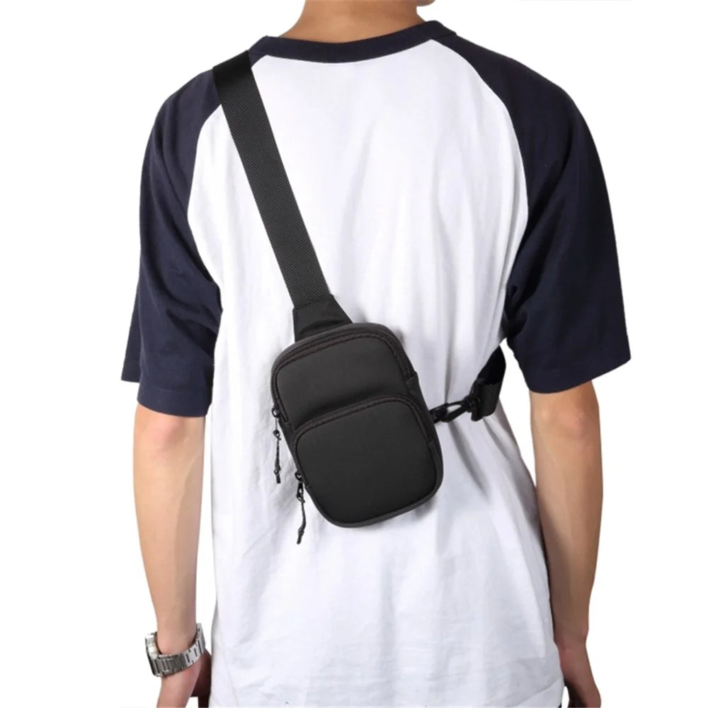 Universal Nylon Chest Bag Portable Crossbody Bag for 5.5-7.2 inch Cell Phone - Black - 2