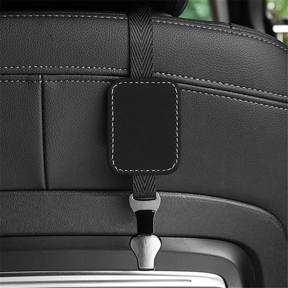 Car Headrest Hook Seat Back Hanger Suede Multifunction Storage Hook Auto Interior Organizer - Black - 1