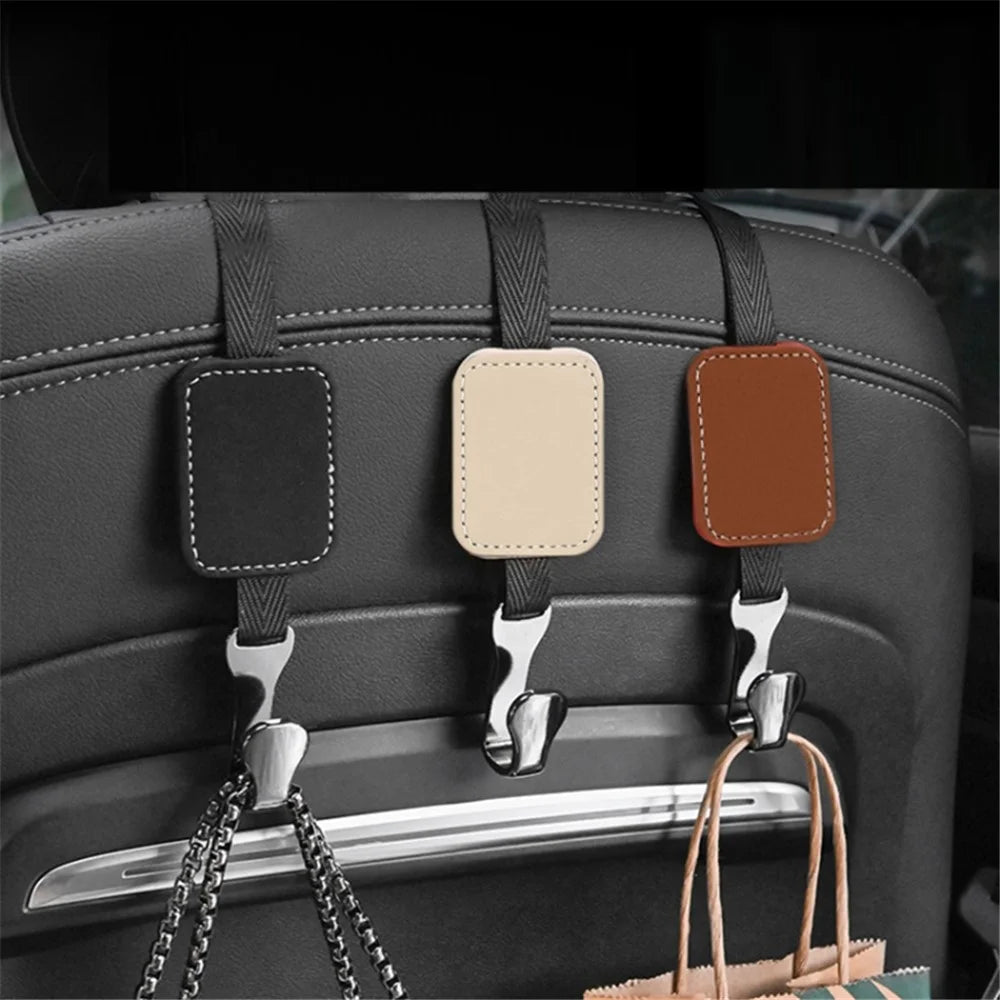 Car Headrest Hook Seat Back Hanger Suede Multifunction Storage Hook Auto Interior Organizer - Black - 2