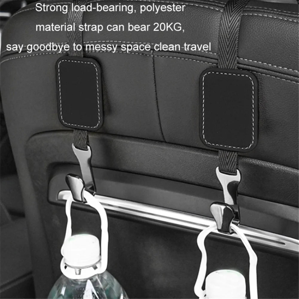 Car Headrest Hook Seat Back Hanger Suede Multifunction Storage Hook Auto Interior Organizer - Black - 4