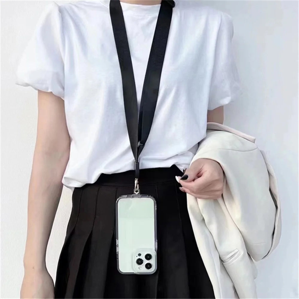 Crossbody Phone Lanyard Universal Adjustable Neck Straps with Phone Pads for Phone Case Keys ID - Black - 2