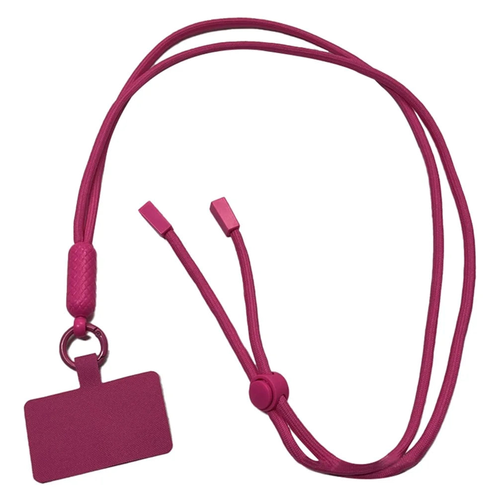 Universal Cell Phone Lanyard Nylon Neck Phone Adjustable Strap with Detachable Safety Pad - Rose - 1