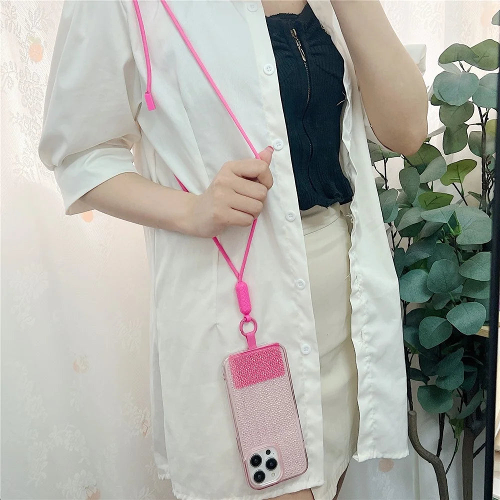 Universal Cell Phone Lanyard Nylon Neck Phone Adjustable Strap with Detachable Safety Pad - Rose - 2