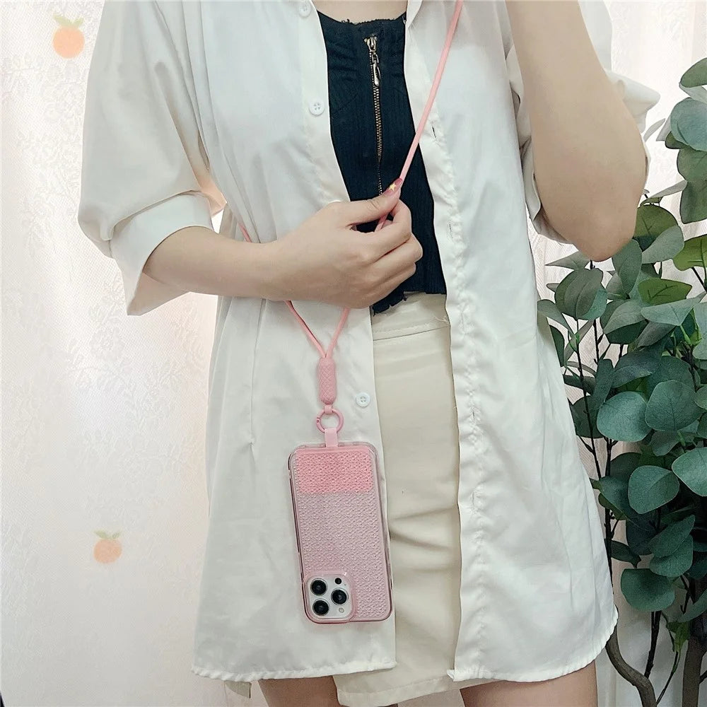 Universal Cell Phone Lanyard Nylon Neck Phone Adjustable Strap with Detachable Safety Pad - Rose - 3