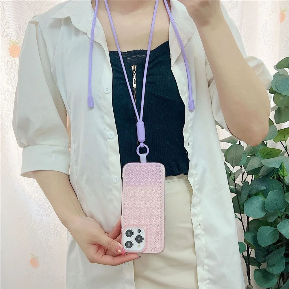 Universal Cell Phone Lanyard Nylon Neck Phone Adjustable Strap with Detachable Safety Pad - Rose - 4