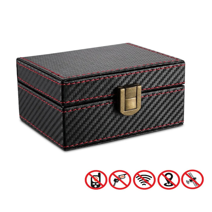 ZD-1021 19 x 12 x 9cm Carbon Fiber RFID Blocking Phone Case Car Keys Signal Shielding Security Container - 2