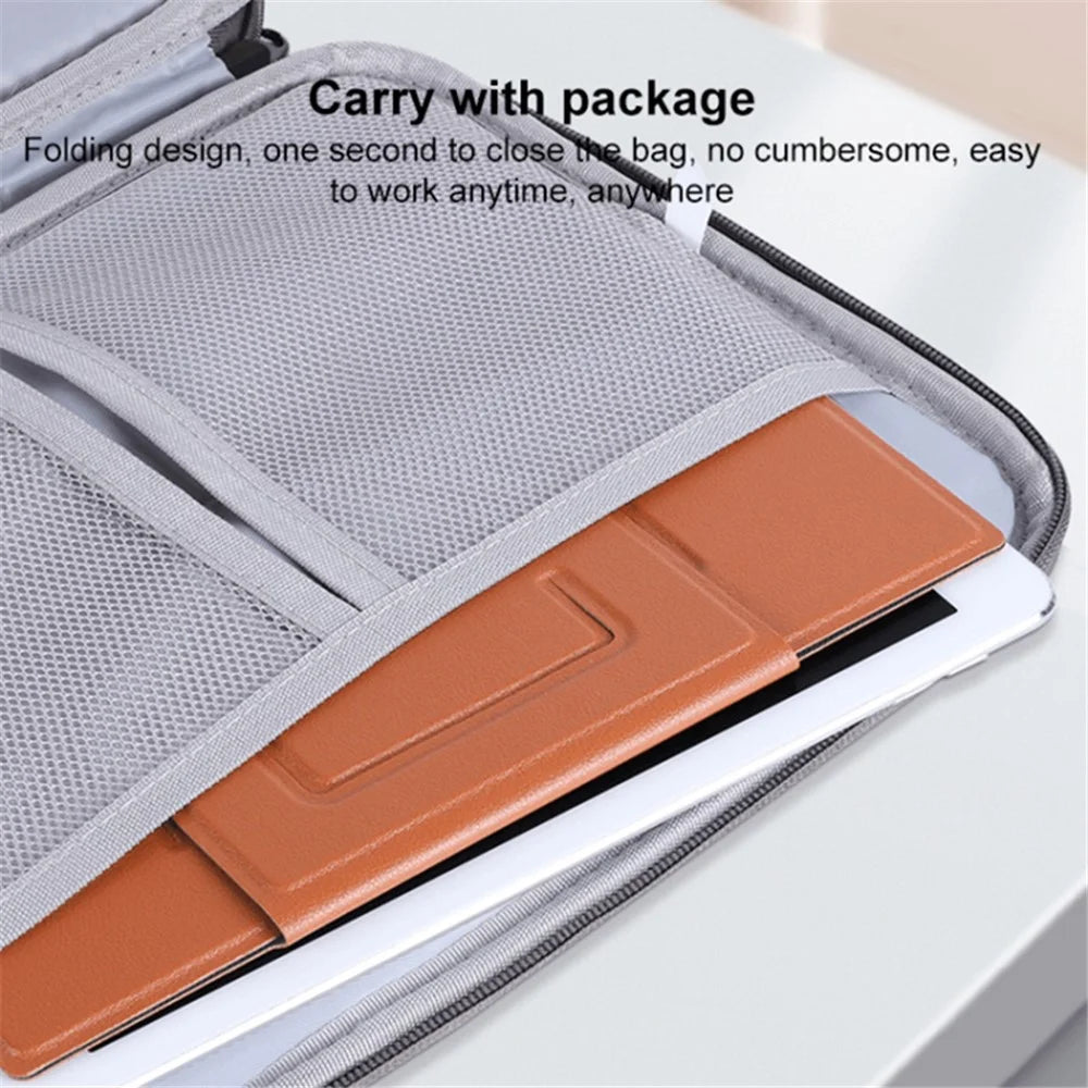 Portable Stand for 14-inch Laptop Magnetic PU Leather Notebook Foldable Holder Mount - Brown - 3