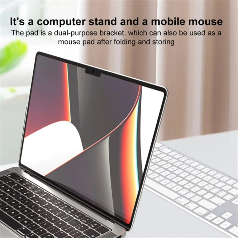 Portable Stand for 14-inch Laptop Magnetic PU Leather Notebook Foldable Holder Mount - Brown - 4