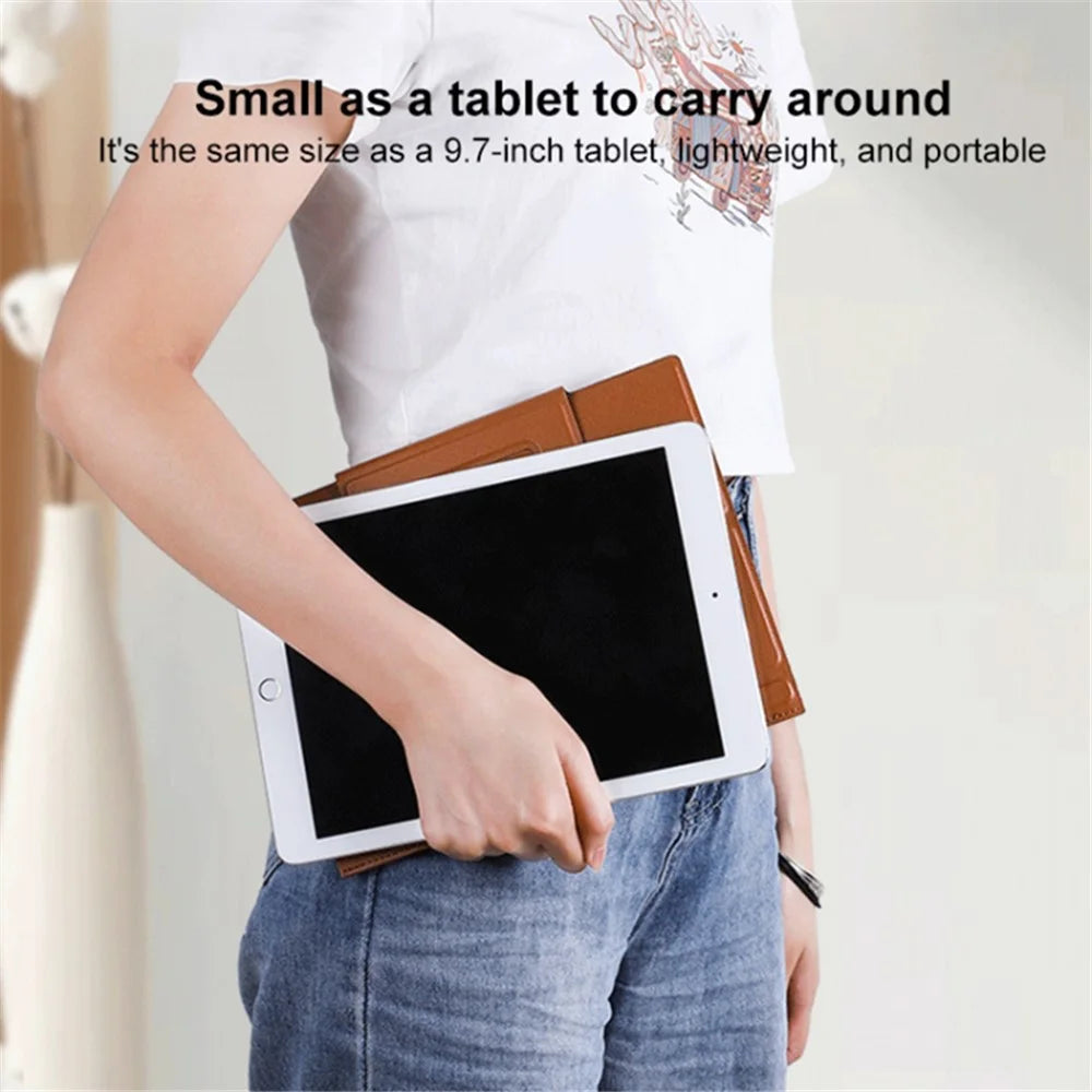 Portable Stand for 14-inch Laptop Magnetic PU Leather Notebook Foldable Holder Mount - Brown - 5