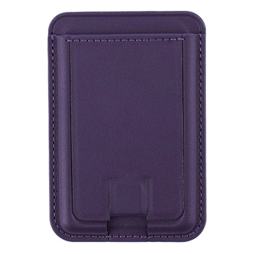 MRC048 Card Holder for Back of Phone Stick-on ID Credit Adhesive Leather Pouch Kickstand Card Sleeve Pocket - Dark Purple - 1