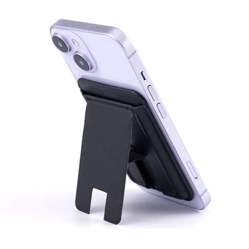 MRC048 Card Holder for Back of Phone Stick-on ID Credit Adhesive Leather Pouch Kickstand Card Sleeve Pocket - Dark Purple - 2