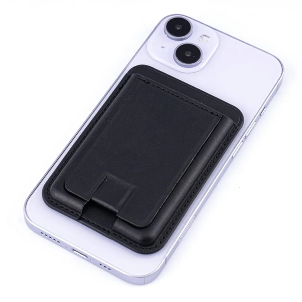 MRC048 Card Holder for Back of Phone Stick-on ID Credit Adhesive Leather Pouch Kickstand Card Sleeve Pocket - Dark Purple - 4