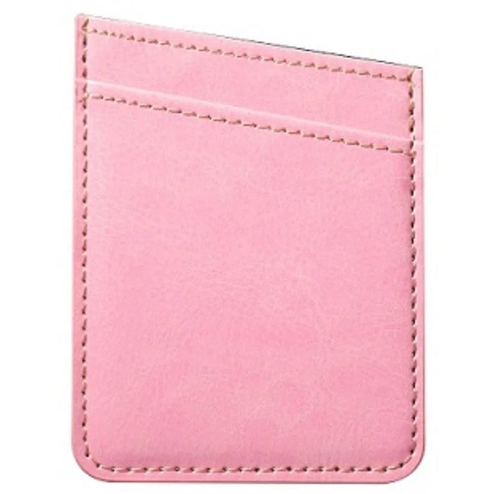 MRC010 Adhesive Phone Back Card Holder Diagonal PU Leather Double Cards Case - Pink - 1